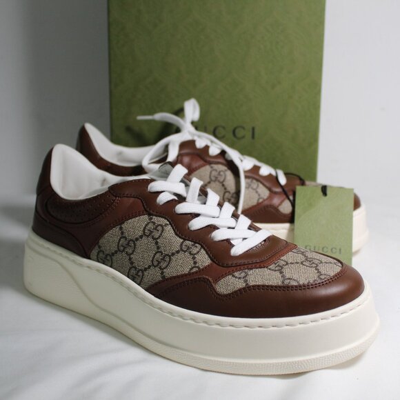 NWB Gucci GG Supreme Dali Soft Brown Sneaker Sneakers Lace Up Low Top 40 670408